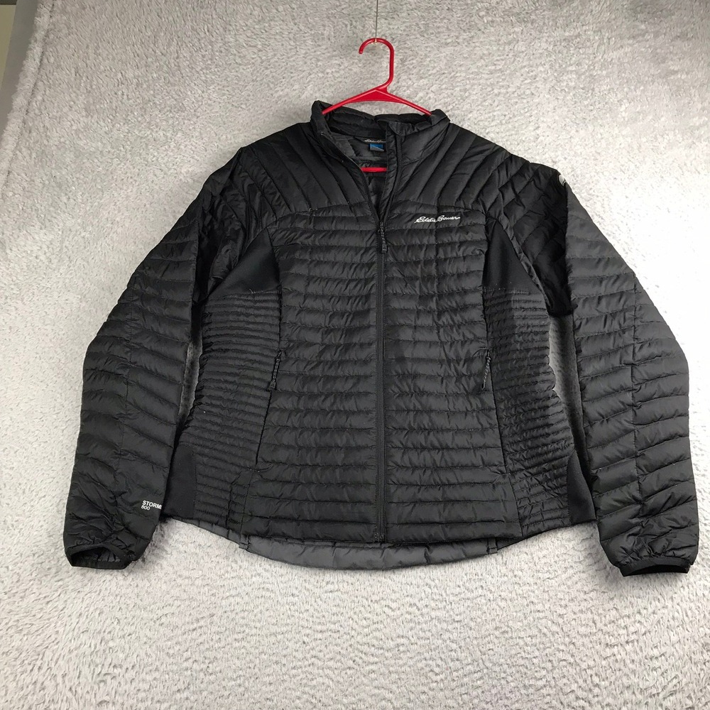 Eddie Bauer Puffer Jacket Womens L Black First Ascent StormDown 800 Insulated